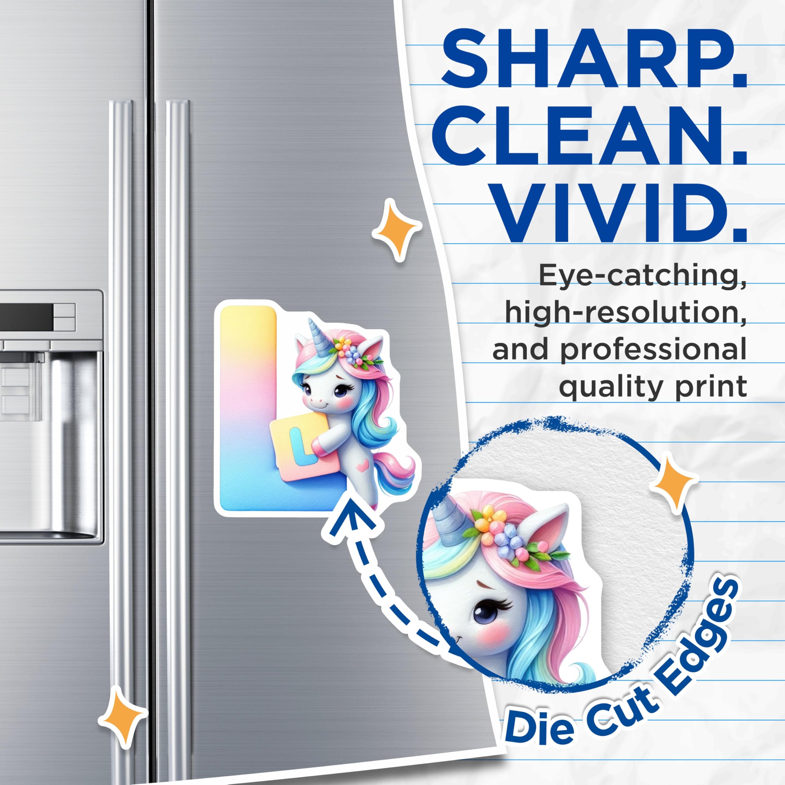 (2 Pack) Unicorn Initial L Magnets - Cute Unicorns - Letter L Magnets - 5" On Longest Side - Premium Magnet - for Cars, Refrigerators, Toolboxes, Lockers - Made in USA - MAG16105