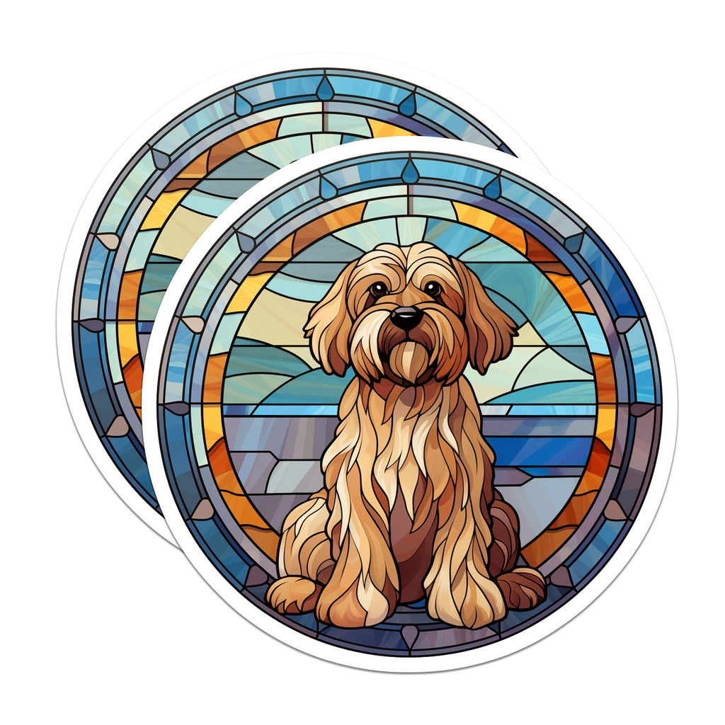 (2 Pack) Doodle Dog Stained Glass Magnets - Pet Lover Refrigerator Magnets - Dog Owner Home Decor Art - 5 Inches On Longest Side - Thick Durable Magnet - Made in USA - MAG38503