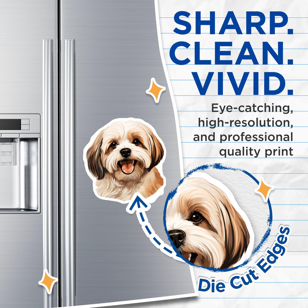 (2 Pack) Shih Tzu Dog Magnets - Cute Pet Portrait - Happy Puppy Fridge Decor - Dog Mom Accessories - 5 Inches On Longest Side - Thick Durable Magnet - Made in USA - MAG25687