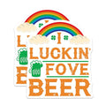 (2 Pack) I Luckin' Love Beer Stickers - St. Patrick's Day Stickers - Funny Beer Stickers - 5" On Longest Side - Sticks to Smooth Flat Surfaces - Made in USA - BMCS5087