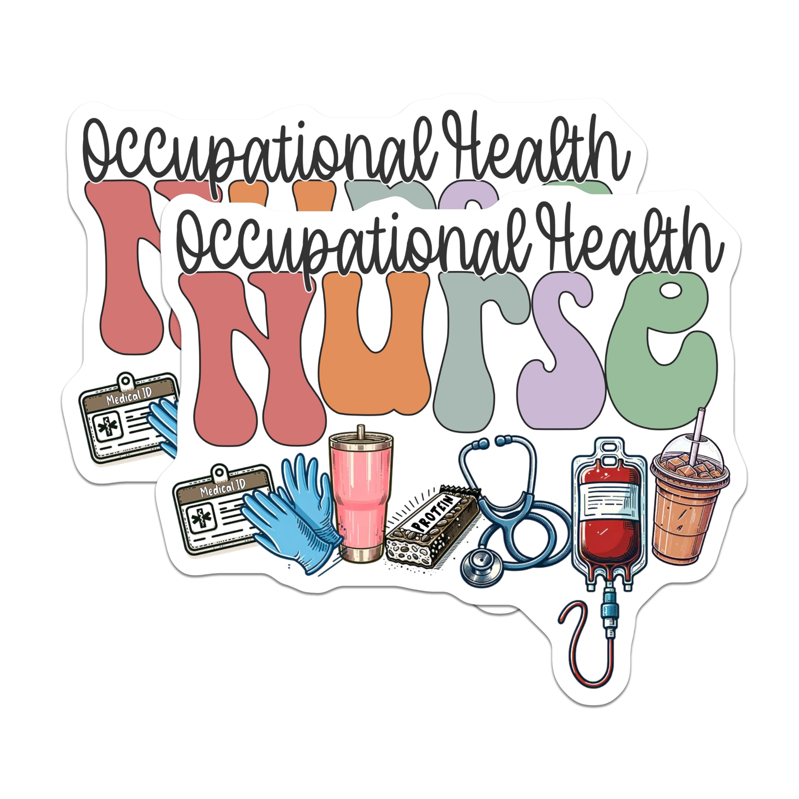 (2 Pack) Occupational Health Nurse Magnets - Retro Healthcare Professional Decor - Daily Nurse Life Essentials - 5 Inches On Longest Side - Thick Durable Magnet - Made in USA - MAG21446