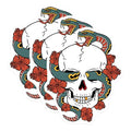 (3 Pack) Skull Snake Decals - Floral Skull - Laptop Decals- 3 Inches On Longest Side - Easy Peel & Apply - Made in USA - 3MCS5001