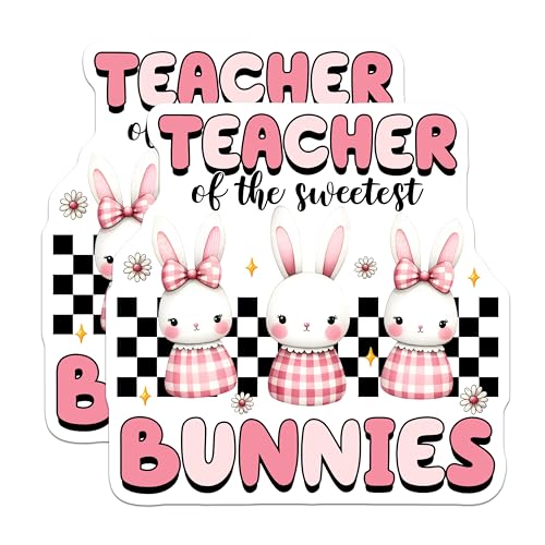 (2 Pack) Teacher Stickers - Sweet Bunny - Classroom Decor - Cute Animal - 5" On Longest Side - Sticks to Smooth Flat Surfaces - Made in USA - BMCS8138
