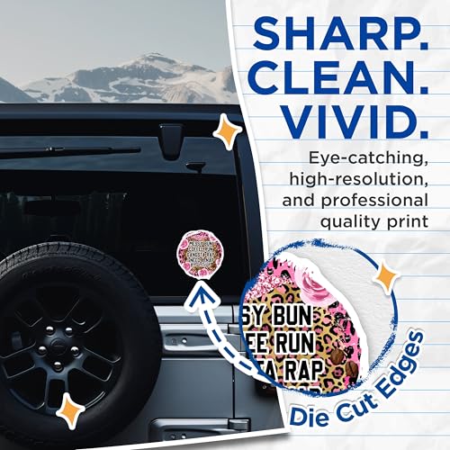 (2 Pack) Messy Bun Stickers - Coffee Run - Gangsta Rap - I Need a Nap - Mom Life - Fun Sticker for Moms - 5" On Longest Side - Sticks to Smooth Flat Surfaces - Made in USA - BMCS5702