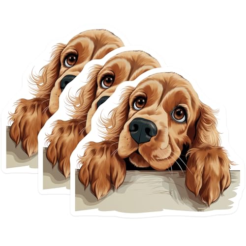 (3 Pack) Cocker Spaniel Decals - Dog Breed Art - Puppy Pet Stickers - 3 Inches On Longest Side - Easy Peel & Apply - Made in USA - 3MCS8738