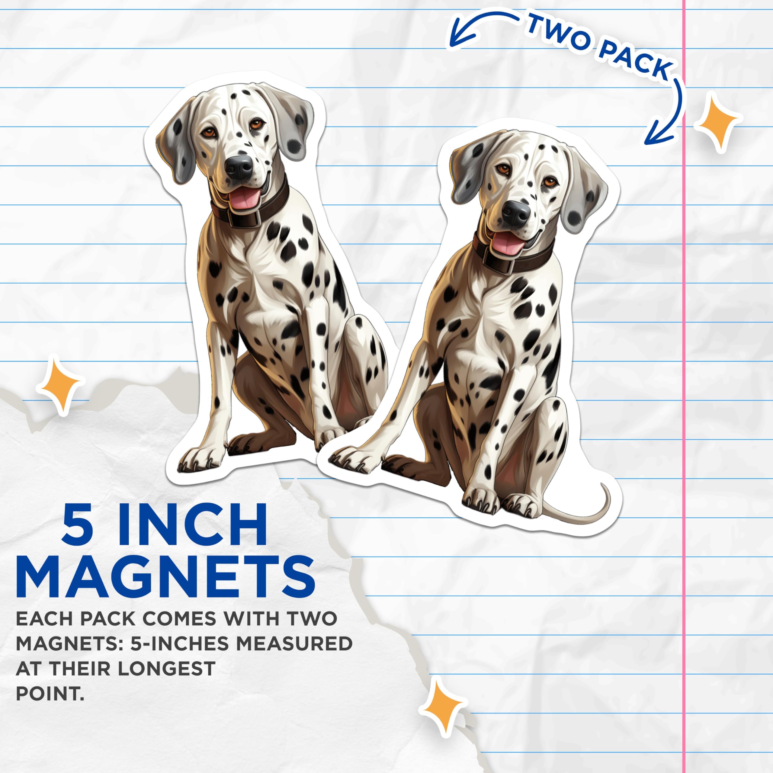 (2 Pack) Dalmatian Dog Magnets - Cute Dog Lover - Pet Owner Refrigerator Decor - 5 Inches On Longest Side - Thick Durable Magnet - Made in USA - MAG29181
