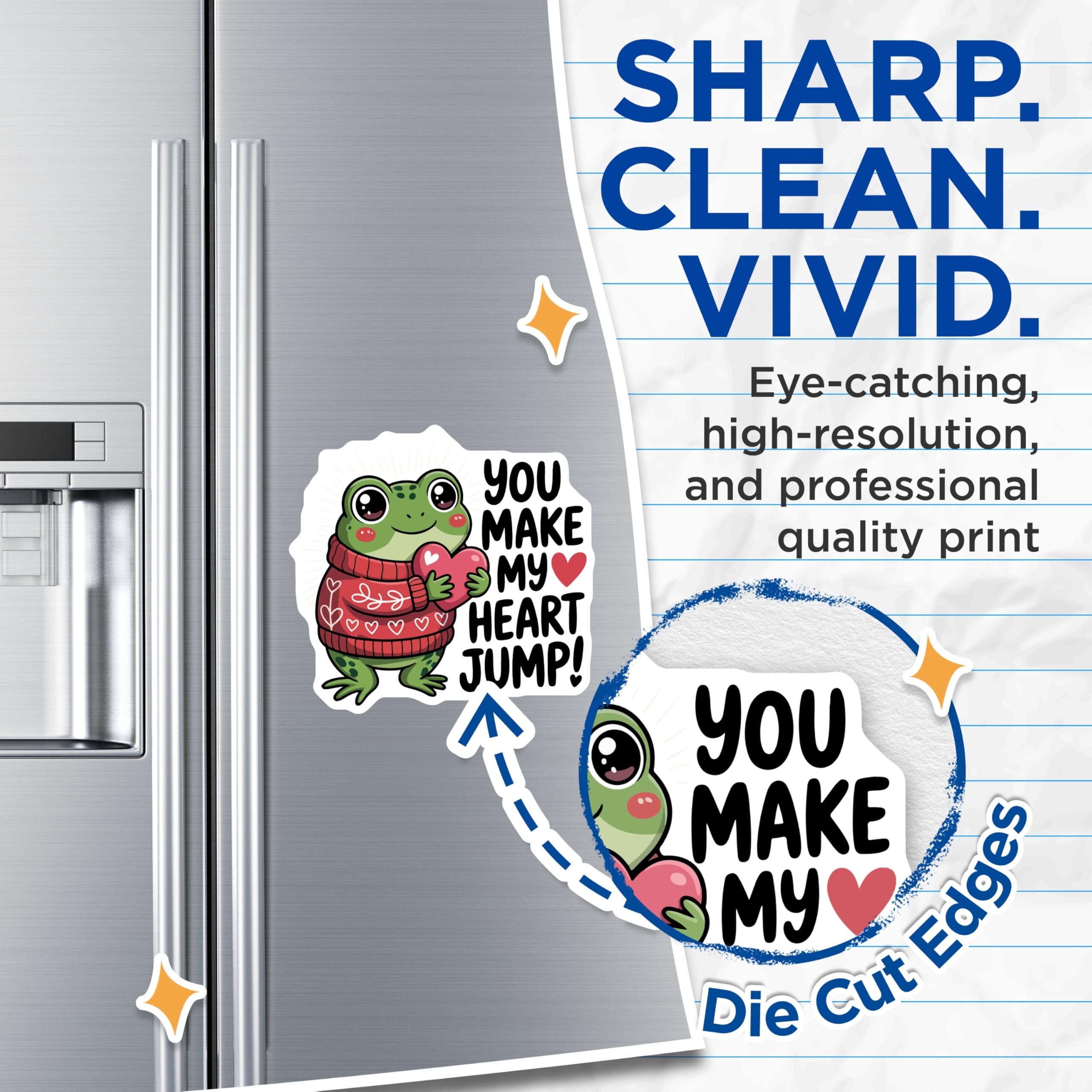 (2 Pack) Adorable Frog Magnets - Valentine's Day Heart Jump Quote Refrigerator Decor - Romantic Amphibian Message - 5 Inches On Longest Side - Thick Durable Magnet - Made in USA - MAG20324