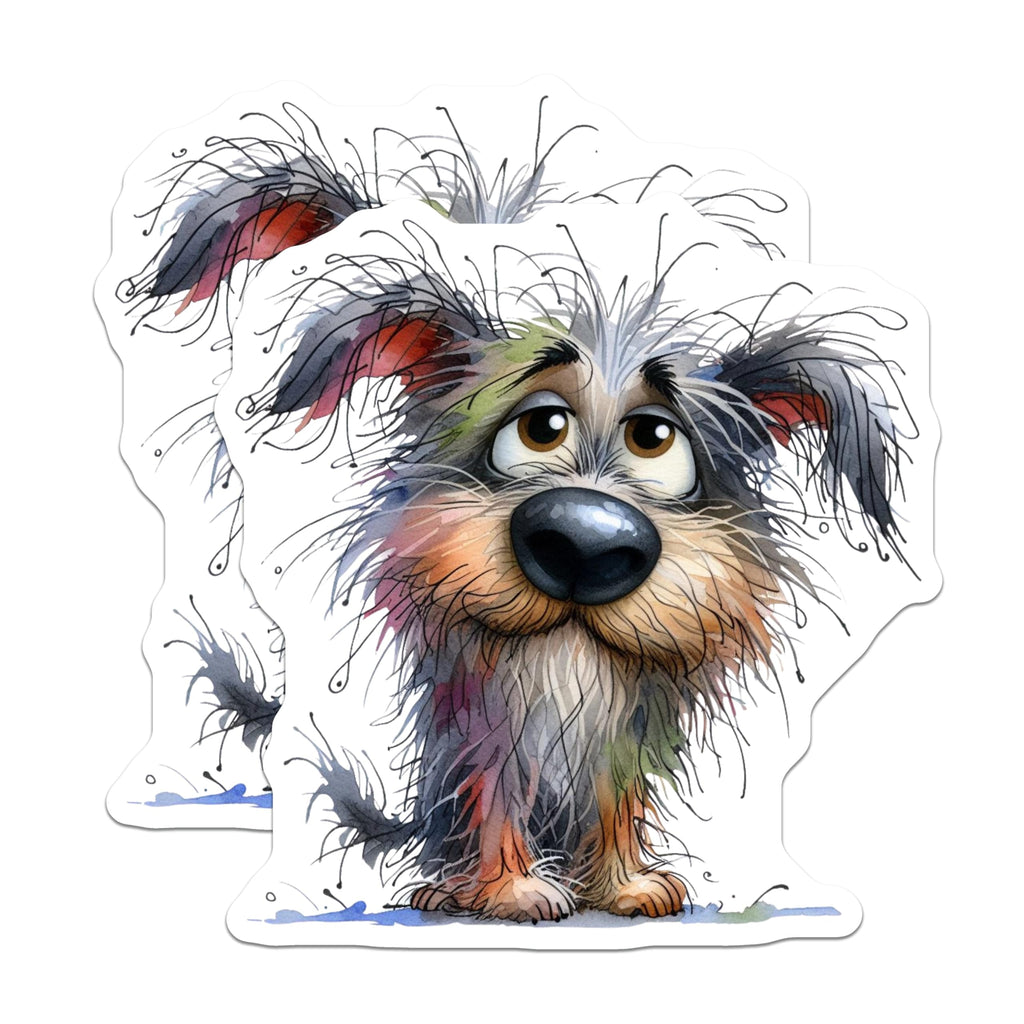 (2 Pack) Cute Scruffy Dog Magnets - Watercolor Pet Art - Whimsical Dog Lover Home Accents - Terrier Mix Companion - 5 Inches On Longest Side - Thick Durable Magnet - Made in USA - MAG25348