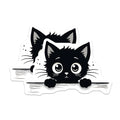 (2 Pack) Black Cat Magnets - Cute Kitten Fridge Decor - Cartoon Animal Cat Lover Gifts - 5" On Longest Side - Premium Magnet - for Cars, Refrigerators, Toolboxes, Lockers - Made in USA - MAG14801