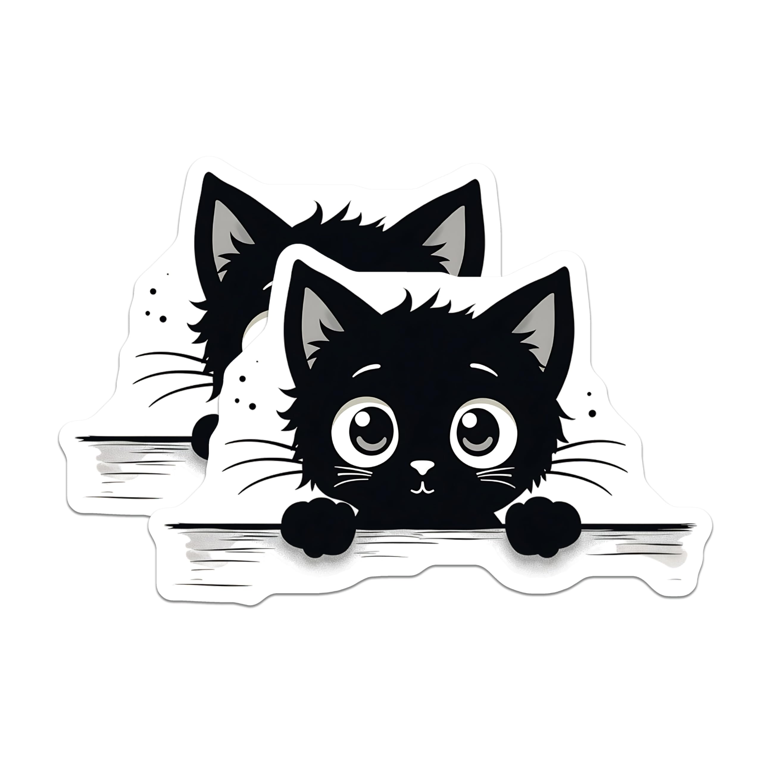 (2 Pack) Black Cat Magnets - Cute Kitten Fridge Decor - Cartoon Animal Cat Lover Gifts - 5" On Longest Side - Premium Magnet - for Cars, Refrigerators, Toolboxes, Lockers - Made in USA - MAG14801