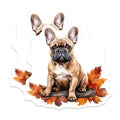 (2 Pack) French Bulldog Autumn Magnets - Fawn Frenchie Decor - Dog Lover Fall Decor - 5 Inches On Longest Side - Thick Durable Magnet - Made in USA - MAG29548