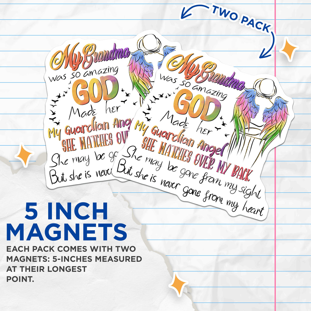 (2 Pack) Grandma Guardian Angel Magnets - Memorial Remembrance - Always in My Heart Loved One - 5 Inches On Longest Side - Thick Durable Magnet - Made in USA - MAG37340