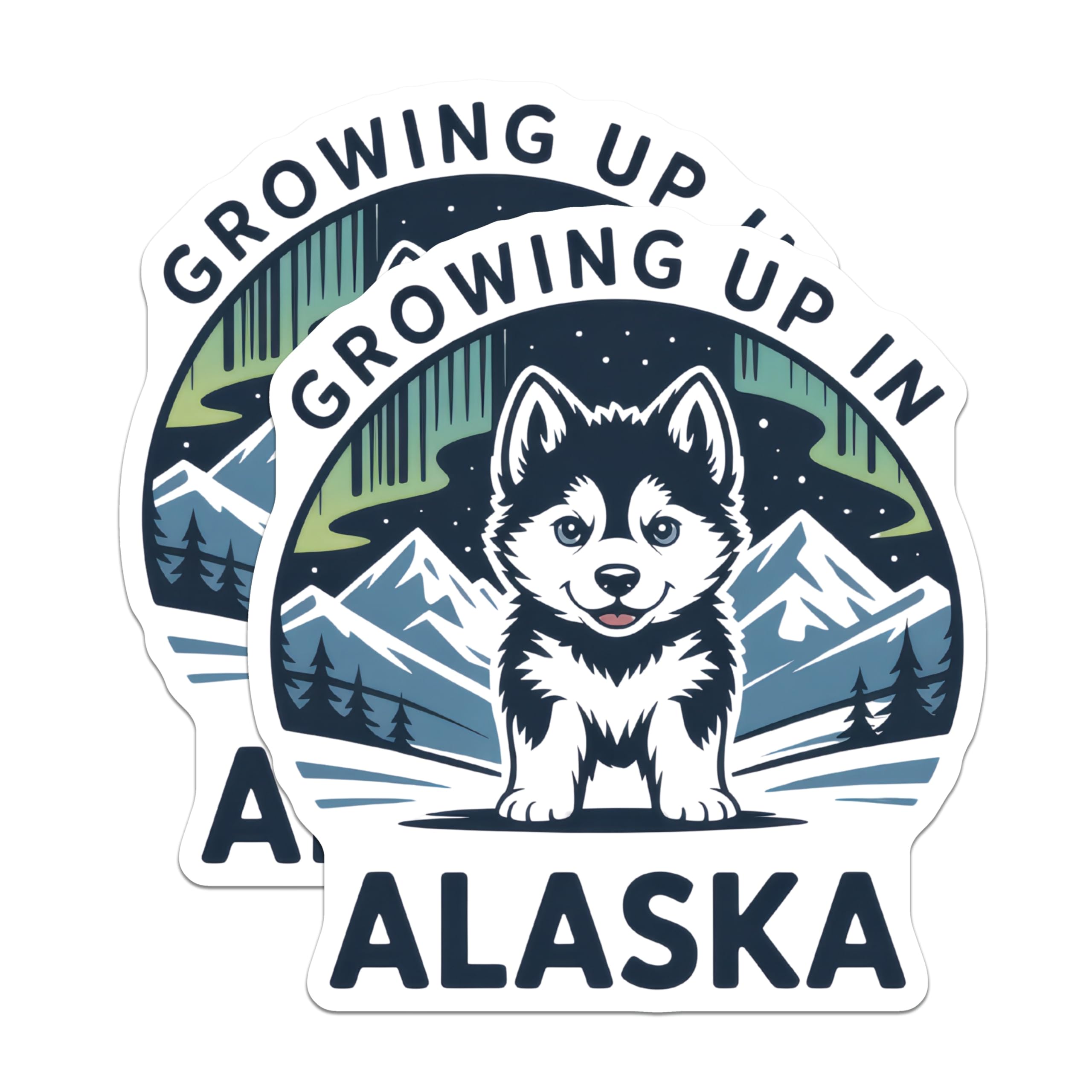 (2 Pack) Alaskan Husky Magnets - Growing Up in Alaska Decor - Cute Dog Magnets - 5" On Longest Side - Premium Magnet - for Cars, Refrigerators, Toolboxes, Lockers - Made in USA - MAG18914