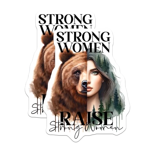 (2 Pack) Strong Women Raise Strong Women Magnets Magnets - Bear Design - Inspirational Quotes - 5" On Longest Side - Made in USA - Sticks to Refrigerators & Metal Surfaces - MAG9246