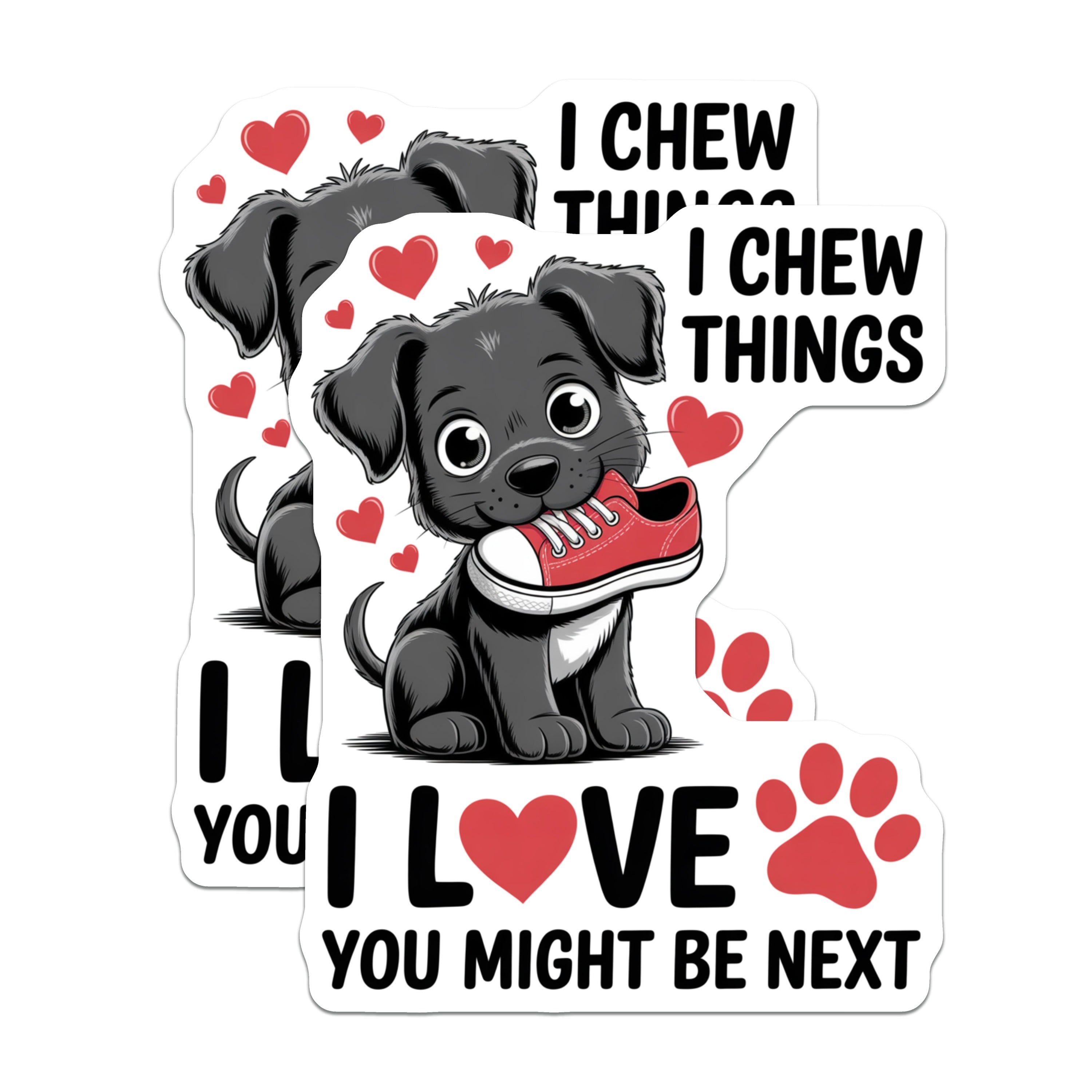(2 Pack) Funny Puppy Magnets - Dog Chewing Shoe - Pet Lover Humor - Refrigerator Decor - 5 Inches On Longest Side - Thick Durable Magnet - Made in USA - MAG37218