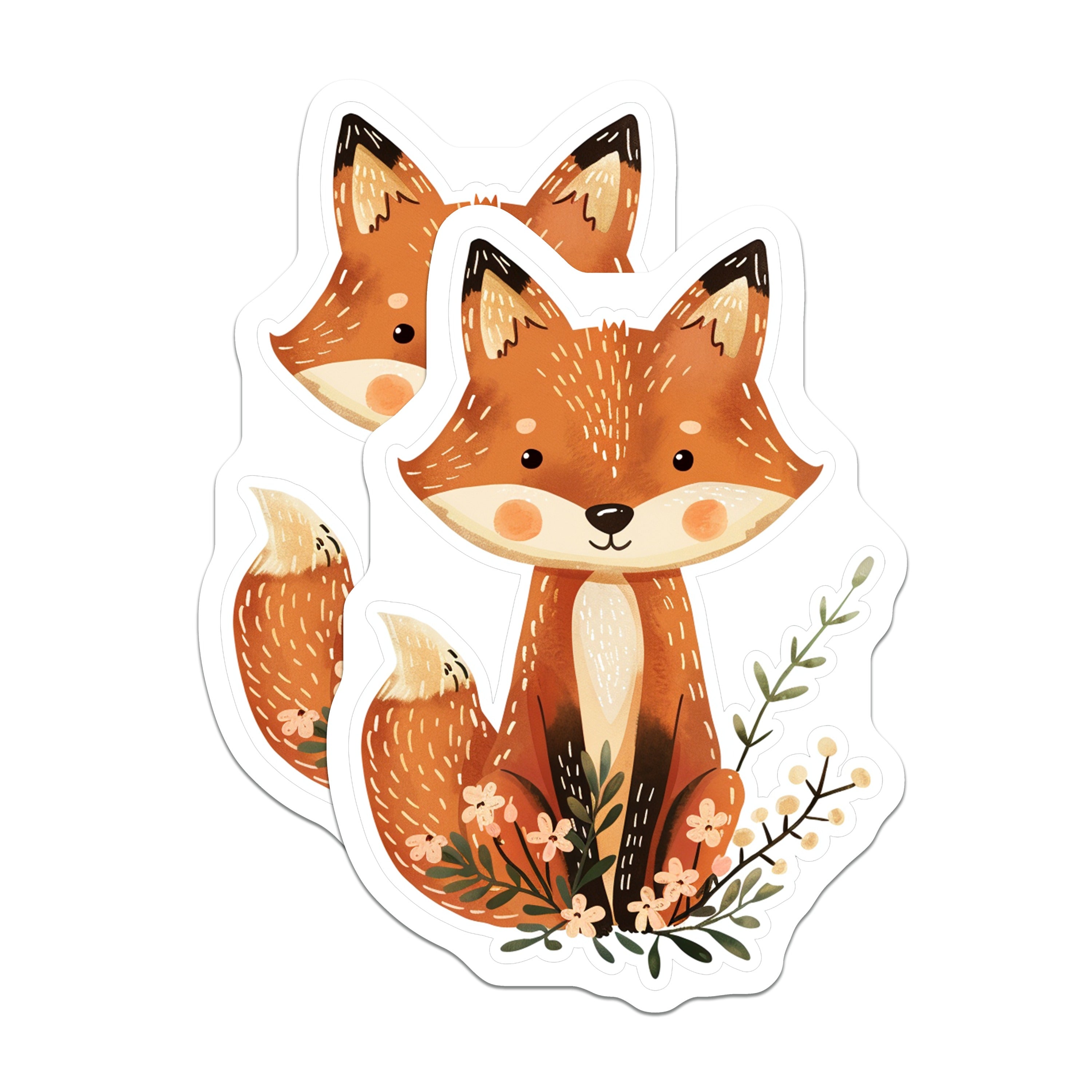 (2 Pack) Cute Fox Magnets - Woodland Animal Decor - Refrigerator Locker Accent - 5 Inches On Longest Side - Thick Durable Magnet - Made in USA - MAG38873