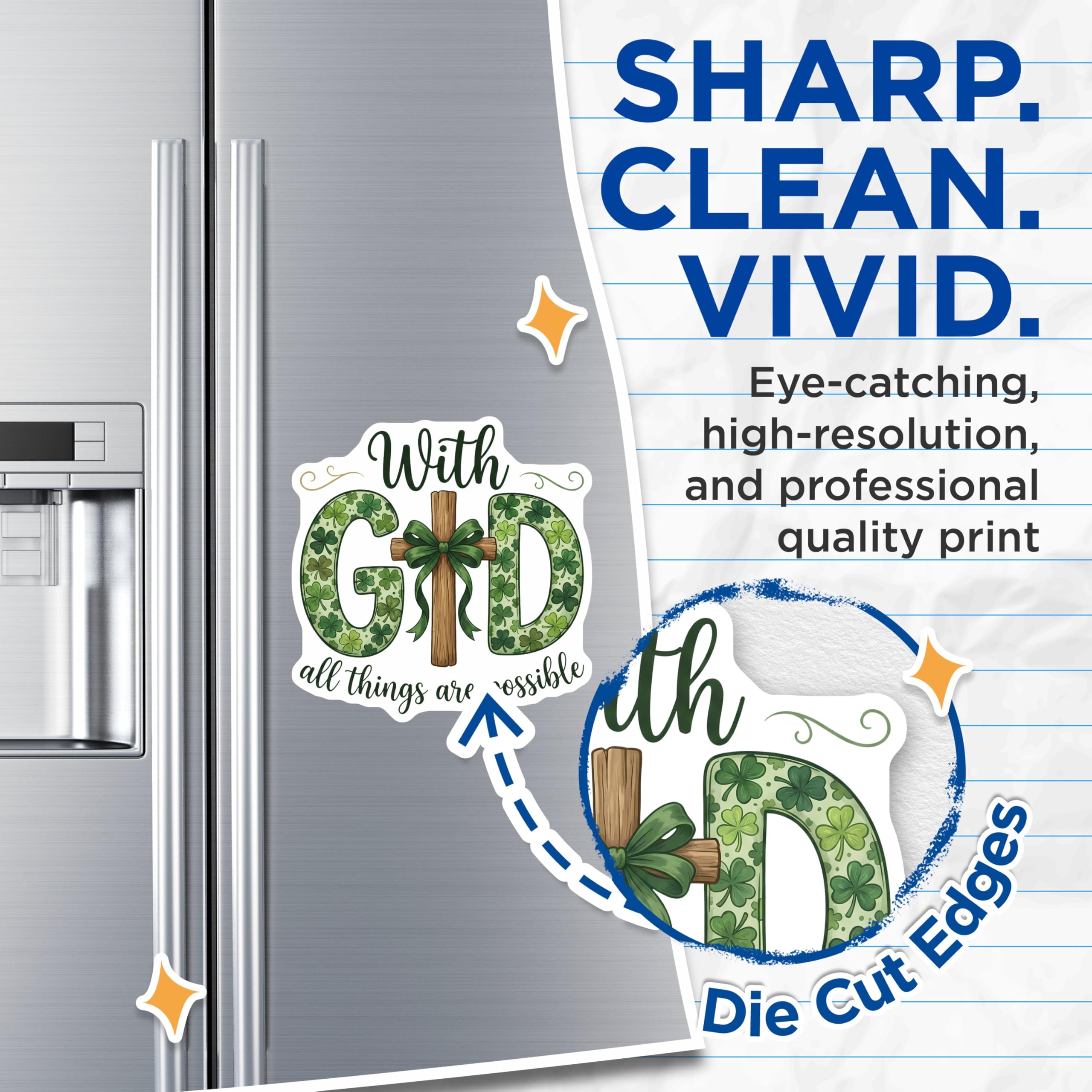 (2 Pack) Shamrock Magnets - Christian Decor - Irish Clover Magnets - 5" On Longest Side - Premium Magnet - for Cars, Refrigerators, Toolboxes, Lockers - Made in USA - MAG16640