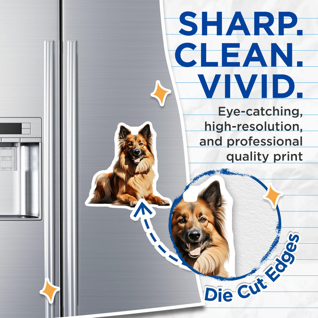 (2 Pack) German Shepherd Magnets - Fluffy Dog Breed Magnets - Pet Owner Refrigerator Decor - 5 Inches On Longest Side - Thick Durable Magnet - Made in USA - MAG28393