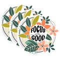 (3 Pack) Focus on The Good Decals - Floral Laptop Decal - Inspirational Positive Quote Stickers - 3 Inches On Longest Side - Easy Peel & Apply - Made in USA - 3MCS2635