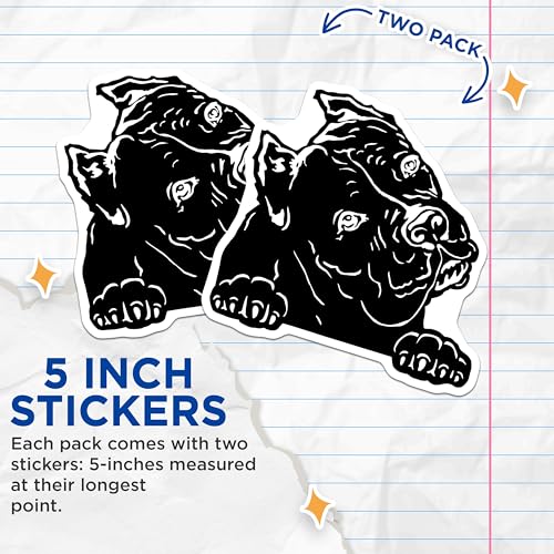 (2 Pack) Curious Dog Stickers - Dog Lover Decal - Animal Car Stickers - 5" On Longest Side - Sticks to Smooth Flat Surfaces - Made in USA - BMCS4041