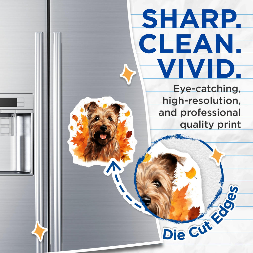 (2 Pack) Terrier Dog Magnets - Autumn Leaves Decor - Pet Lover Fridge Accent - 5 Inches On Longest Side - Thick Durable Magnet - Made in USA - MAG25123