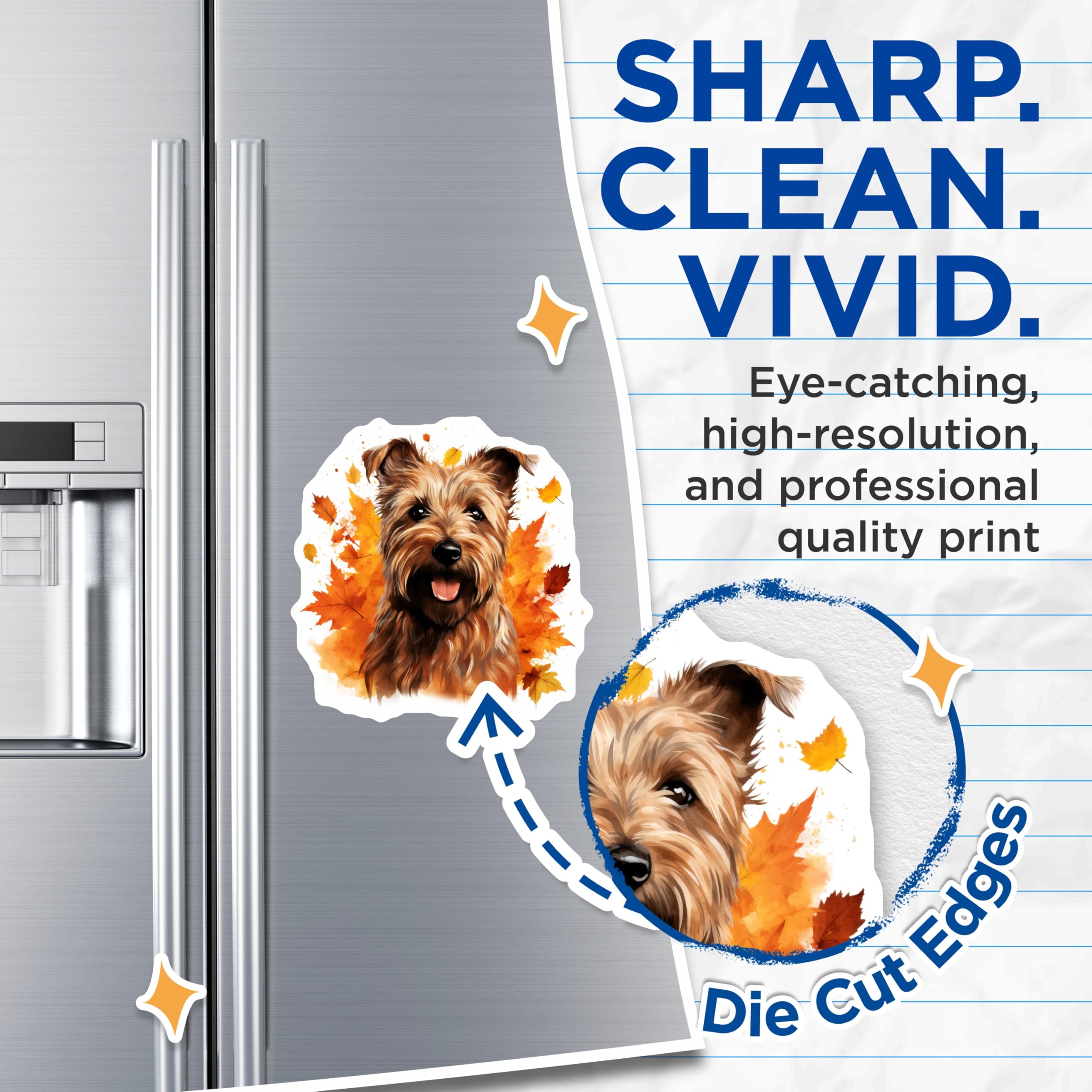 (2 Pack) Terrier Dog Magnets - Autumn Leaves Decor - Pet Lover Fridge Accent - 5 Inches On Longest Side - Thick Durable Magnet - Made in USA - MAG25123