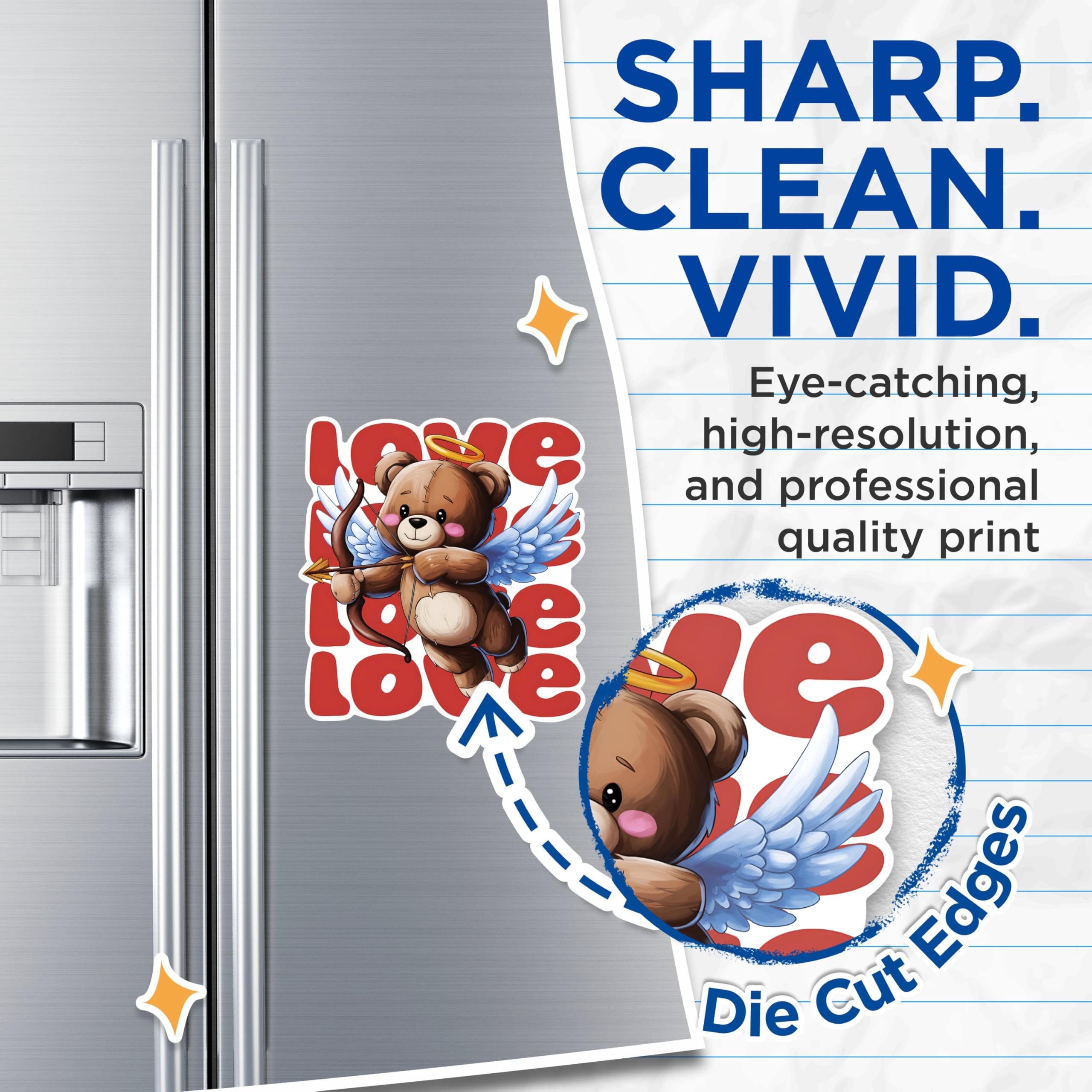 (2 Pack) Love Teddy Bear Cupid Magnets - Cute Angel Bear Magnets - Valentine's Day DÃ©cor Magnets- 5" On Longest Side - for Fridges, Toolboxes, Cars - Made in USA - MAG2999