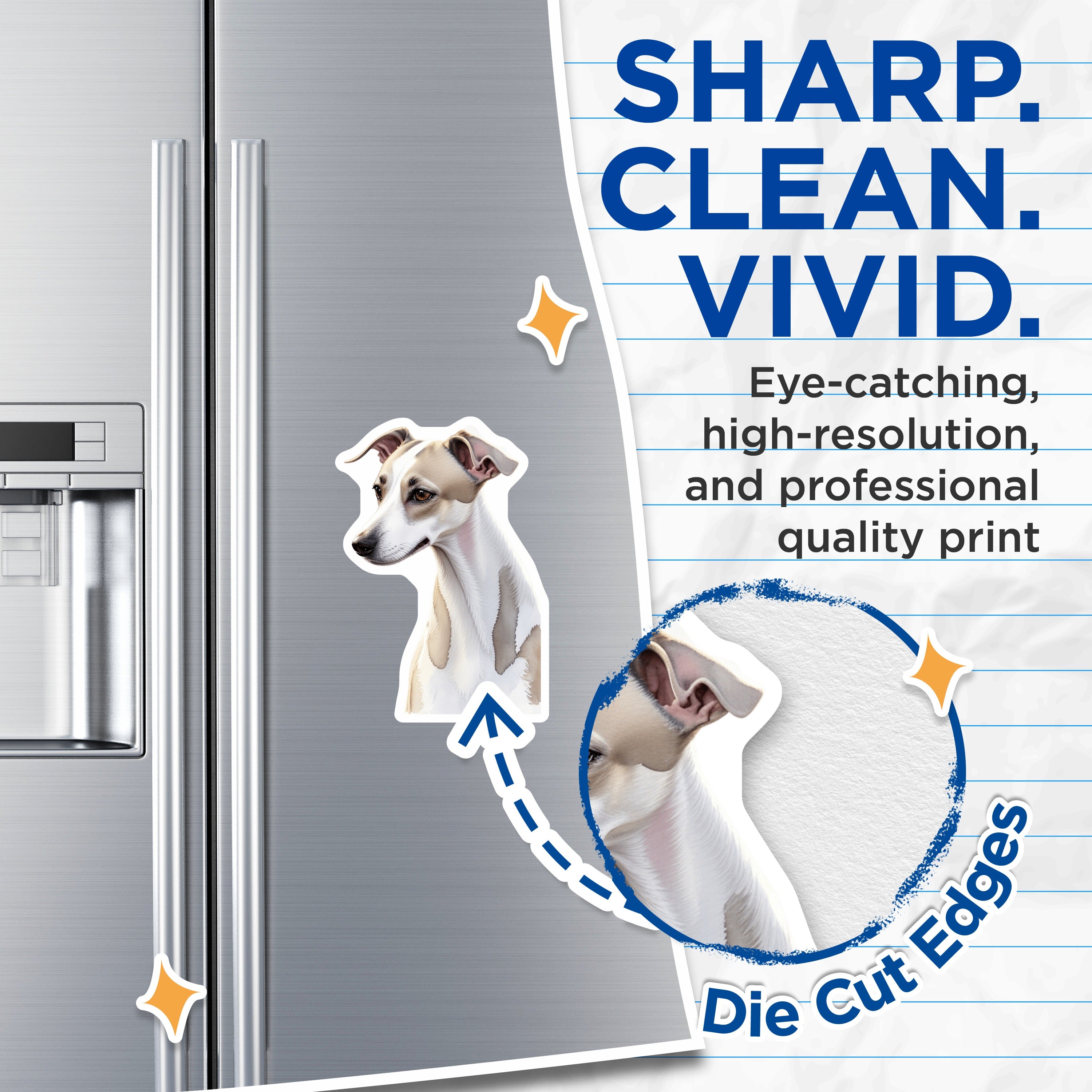 (2 Pack) Italian Greyhound Magnets - Sighthound Dog Art - Pet Lover Home Decor Magnets - 5 Inches On Longest Side - Thick Durable Magnet - Made in USA - MAG39871