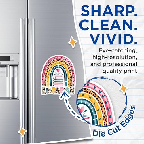 (2 Pack) Librarian Magnets - Rainbow Design - Colorful Bookshelf - Teacher Appreciation Gift - 5" On Longest Side - for Cars, Fridges, Toolboxes - Made in USA - MAG3726
