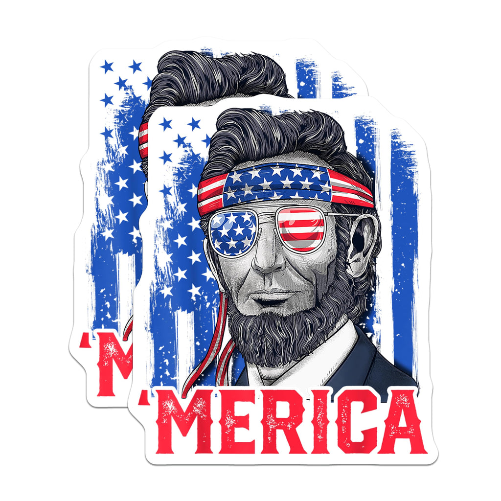 (2 Pack) Abe Lincoln Magnets - Patriotic America Refrigerator Decor - Funny US Flag Collectible - 5 Inches On Longest Side - Thick Durable Magnet - Made in USA - MAG25043