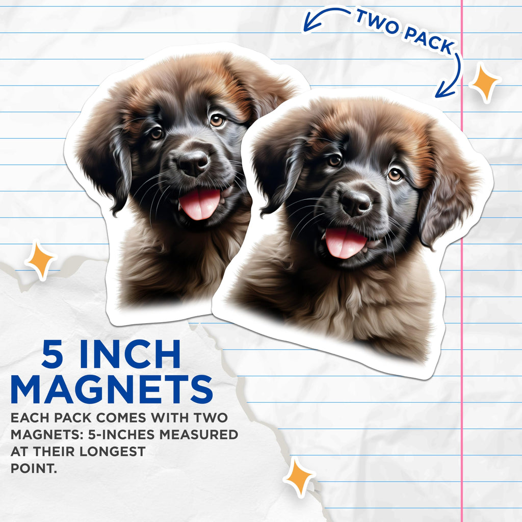 (2 Pack) Adorable Puppy Magnets - Fluffy Dog Decor - Pet Lover Accessories - 5 Inches On Longest Side - Thick Durable Magnet - Made in USA - MAG28494