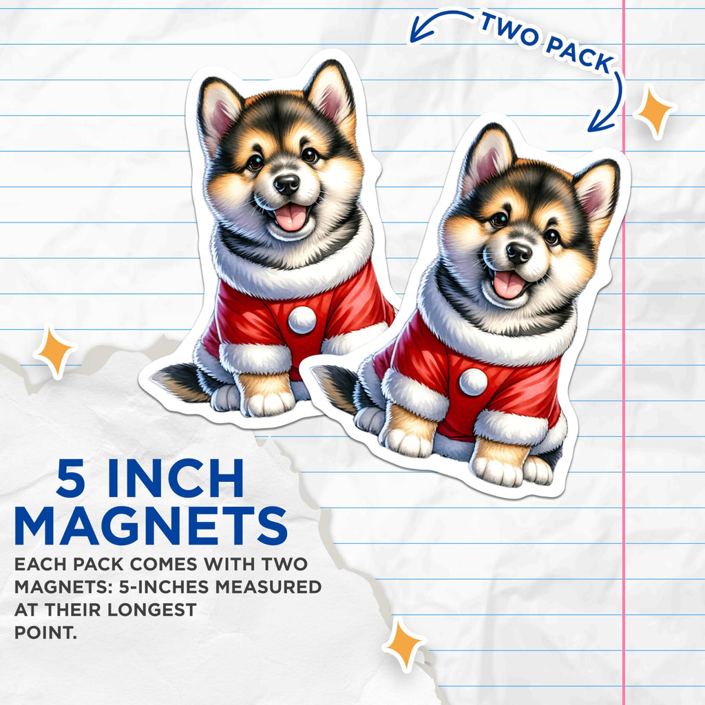 (2 Pack) Santa Corgi Magnets - Christmas Puppy Decor - Holiday Animal Accessory - 5 Inches On Longest Side - Thick Durable Magnet - Made in USA - MAG29731