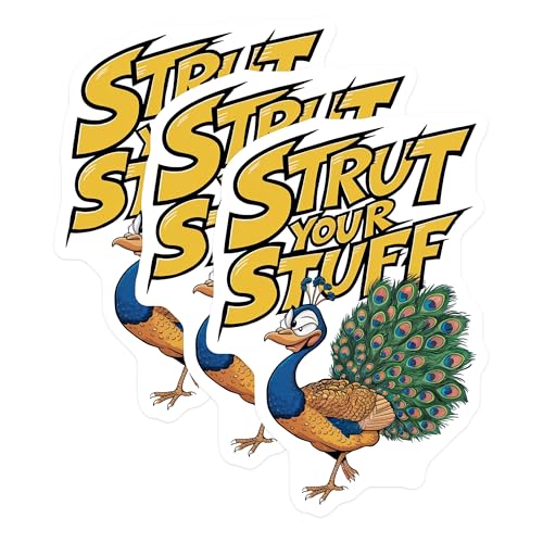 (3 Pack) Peacock Decals - Strut Your Stuff - Laptop Decal - 3 Inches On Longest Side - Easy Peel & Apply - Made in USA - 3MCS2983