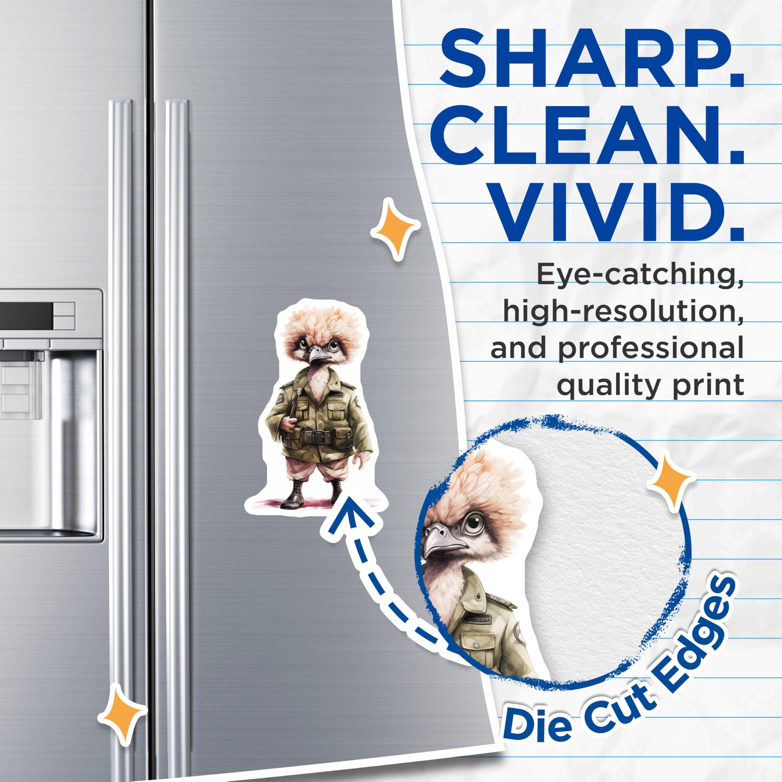 (2 Pack) Bird Officer Magnets - Animal Art Decor - Quirky Home Fridge Adornments - 5" On Longest Side - Premium Magnet - for Cars, Refrigerators, Toolboxes, Lockers - Made in USA - MAG16643
