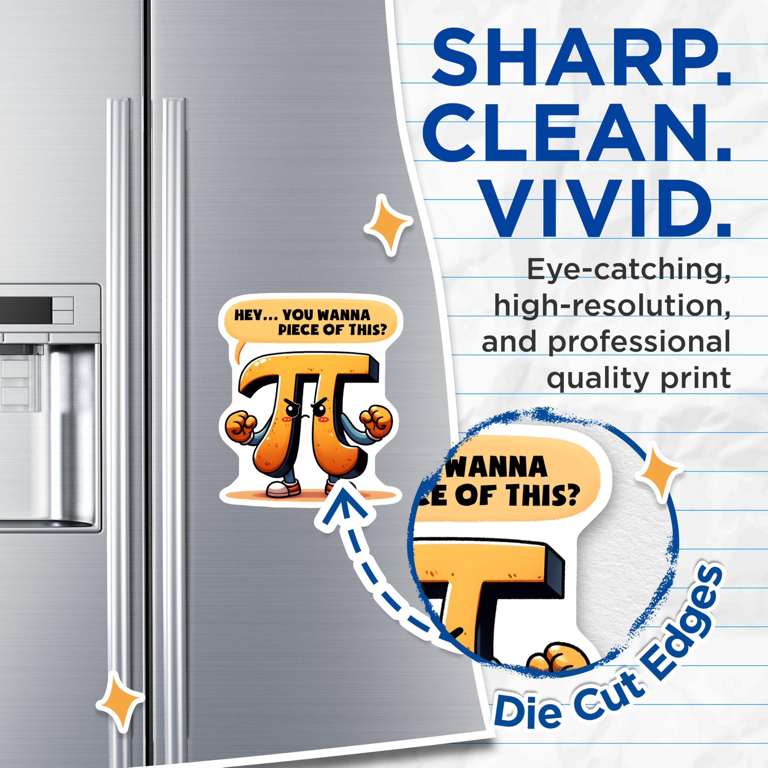 (2 Pack) Funny Nerd Pi Magnets - Math Humor - Geeky Kitchen Decor - Science Enthusiast - Classroom Fun - Teacher Appreciation - 5" On Longest Side - for Cars, Fridges, Toolboxes - Made in USA - MAG816