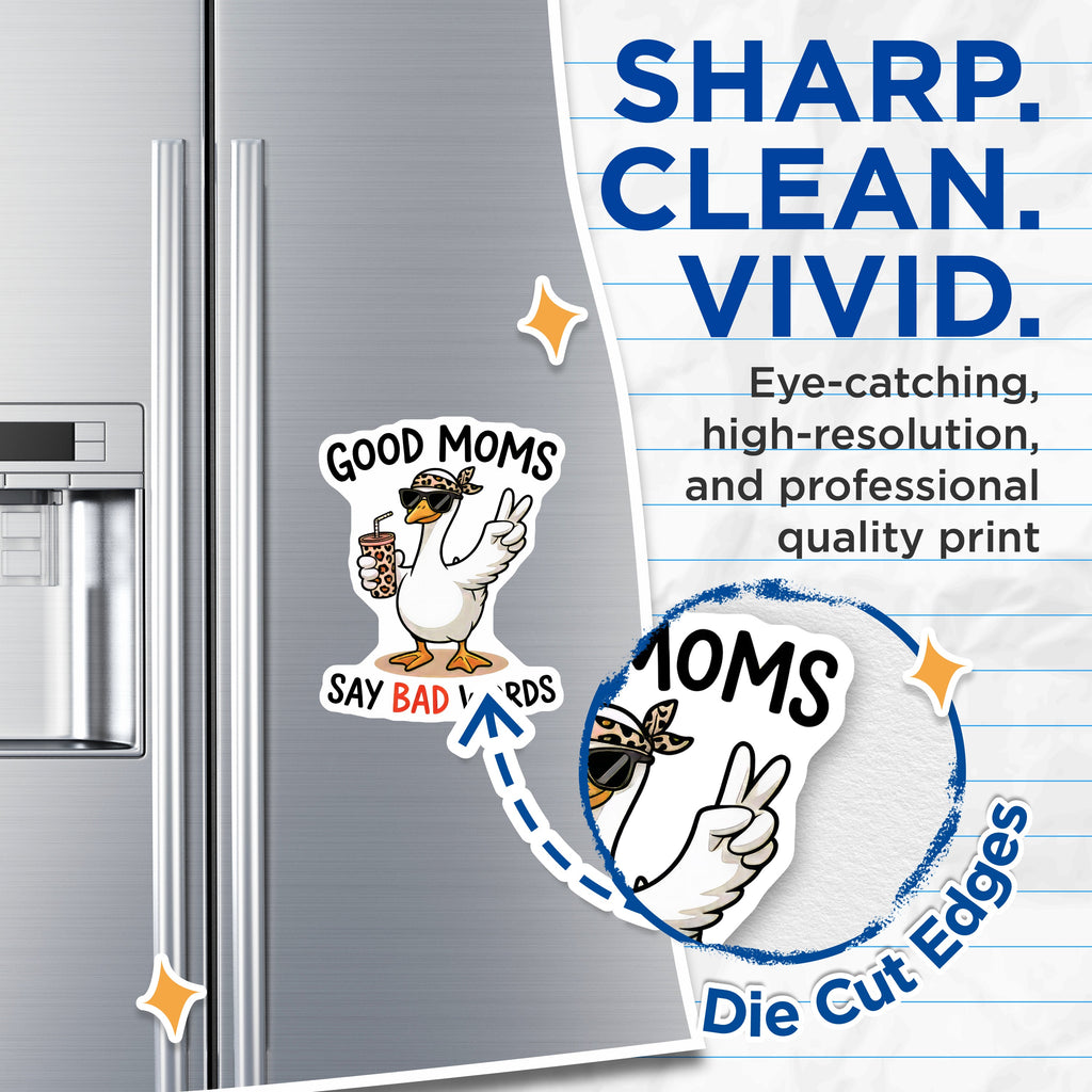 (2 Pack) Good Moms Say Bad Words Magnets - Sassy Goose Design - Funny Mom Humor - Mother's Day Appreciation for Her - 5 Inches On Longest Side - Thick Durable Magnet - Made in USA - MAG39959