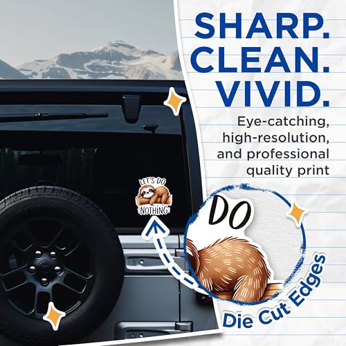 (2 Pack) Sloth Stickers - Let's Do Nothing Stickers - Funny Animal Lazy Sloth Stickers - 5" On Longest Side - Sticks to Any Smooth Flat Surface - Made in USA - BMCS2726
