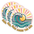 (3 Pack) Here Comes The Sun Decals - Sunny Vibes - Ocean Wave Stickers- 3 Inches On Longest Side - Easy Peel & Apply - Made in USA - 3MCS5012