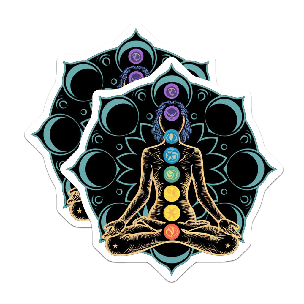 (2 Pack) Chakra Magnets - Yoga Meditation Art - Spiritual Fridge Decor - 5" On Longest Side - Premium Magnet - for Cars, Refrigerators, Toolboxes, Lockers - Made in USA - MAG15376