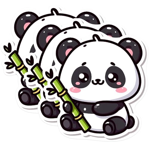 (3 Pack) Cute Panda Decals - Laptop Decal - Animal Sticker - 3 Inches On Longest Side - Easy Peel & Apply - Made in USA - 3MCS0992