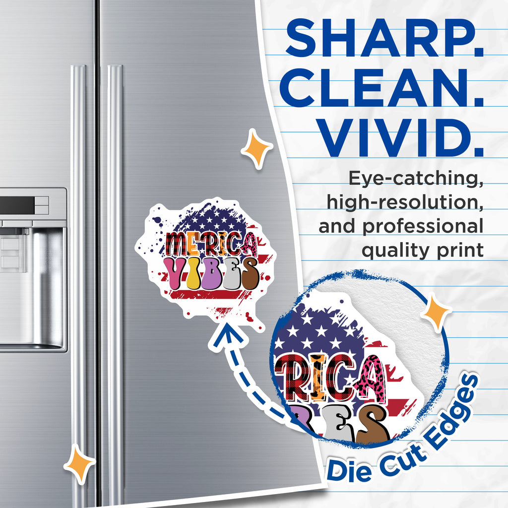 (2 Pack) Merica Vibes Magnets - Distressed American Flag Art - Patriotic USA Decor for Fridge - Fourth of July Decoration - 5 Inches On Longest Side - Thick Durable Magnet - Made in USA - MAG36214