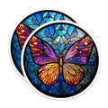 (2 Pack) Stained Glass Butterfly Magnets - Colorful Fridge Decor - Nature Inspired Art Accent - 5 Inches On Longest Side - Thick Durable Magnet - Made in USA - MAG25353