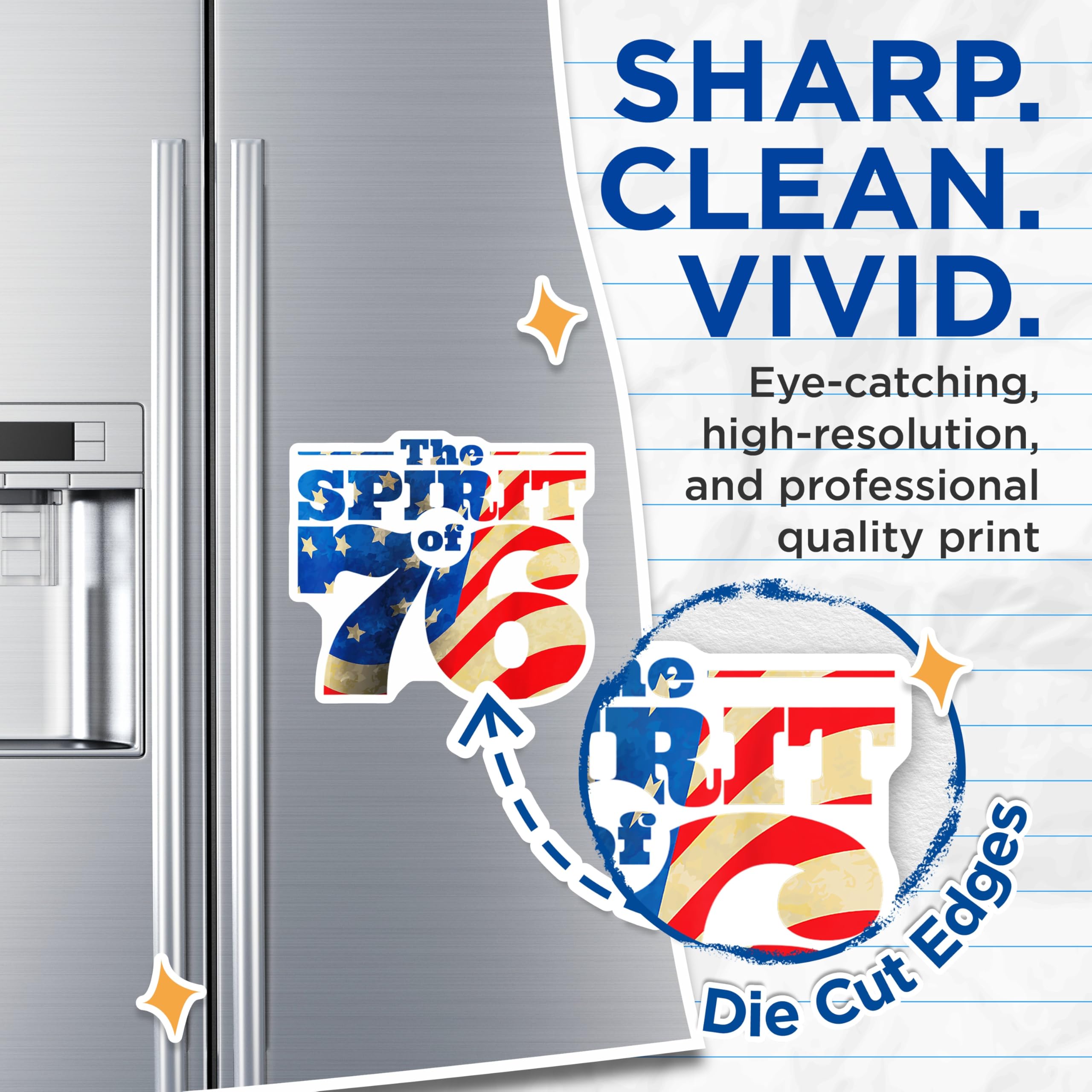 (2 Pack) Spirit of 76 Magnets - Patriotic American Flag - Independence Day Decor - Revolutionary War History - 5 Inches On Longest Side - Thick Durable Magnet - Made in USA - MAG30082