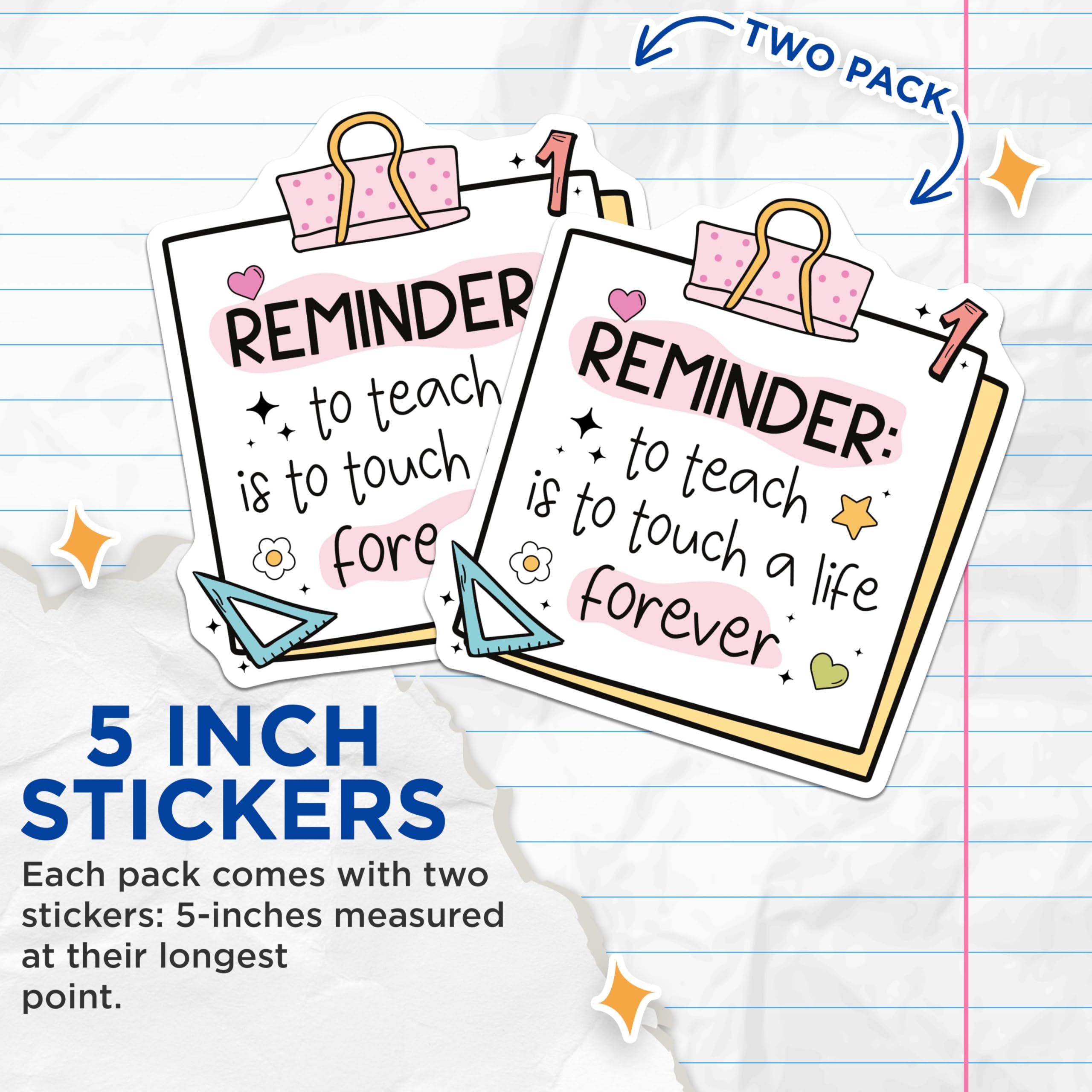 (2 Pack) Teacher Appreciation Stickers - Inspirational Teacher Quotes - Motivational for Teachers - 5" On Longest Side - Sticks to Smooth Flat Surfaces - Made in USA - BMCS4432