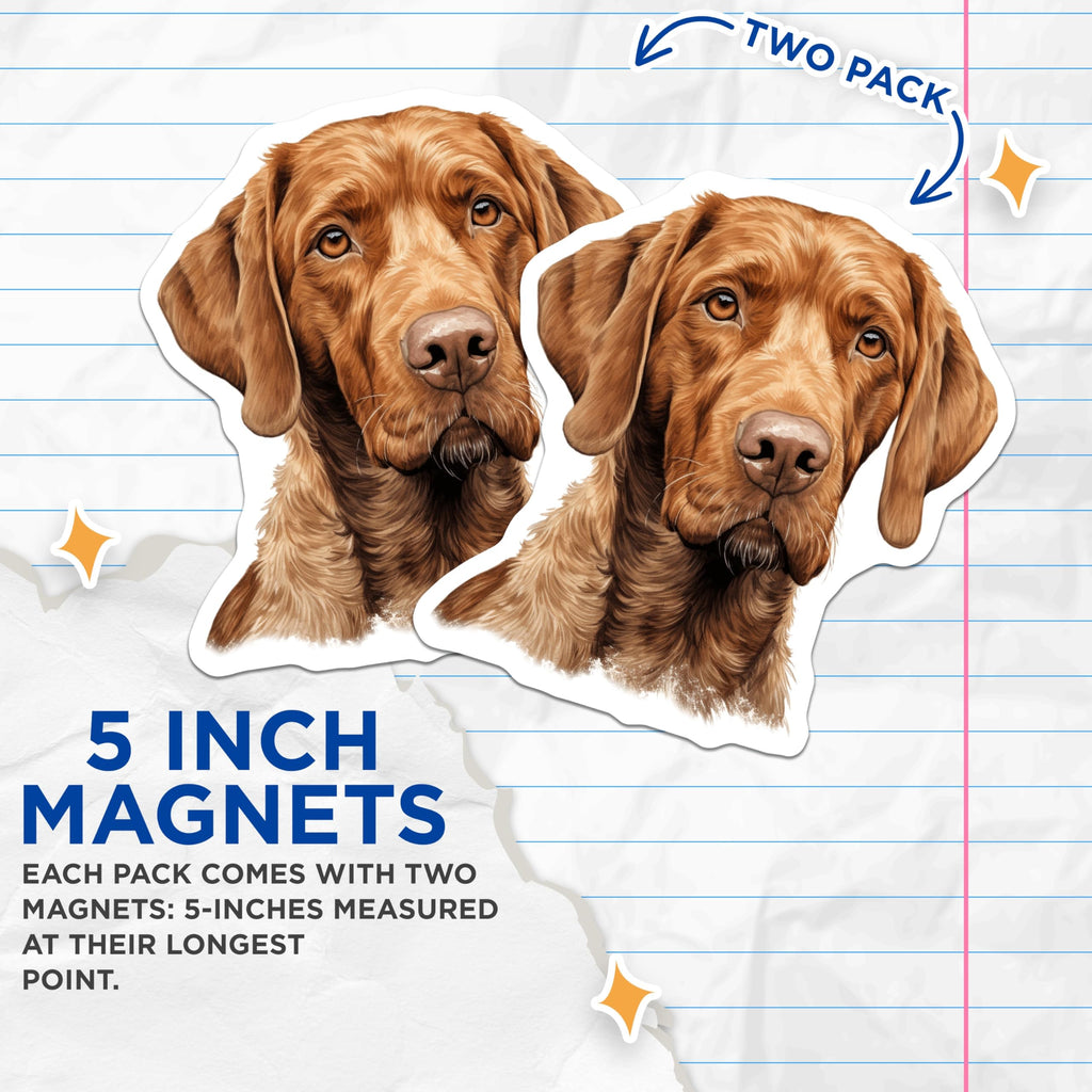 (2 Pack) Vizsla Dog Magnets - Loyal Hunting Breed - Refrigerator Decor for Pet Owners - Dog Mom Dad Appreciation - 5 Inches On Longest Side - Thick Durable Magnet - Made in USA - MAG25376