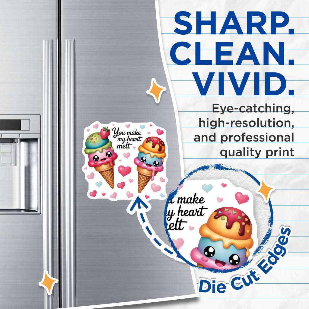 (2 Pack) You Make My Heart Melt Magnets - Cute Kawaii Ice Cream - Sweet Couples Decor - 5 Inches On Longest Side - Thick Durable Magnet - Made in USA - MAG36844