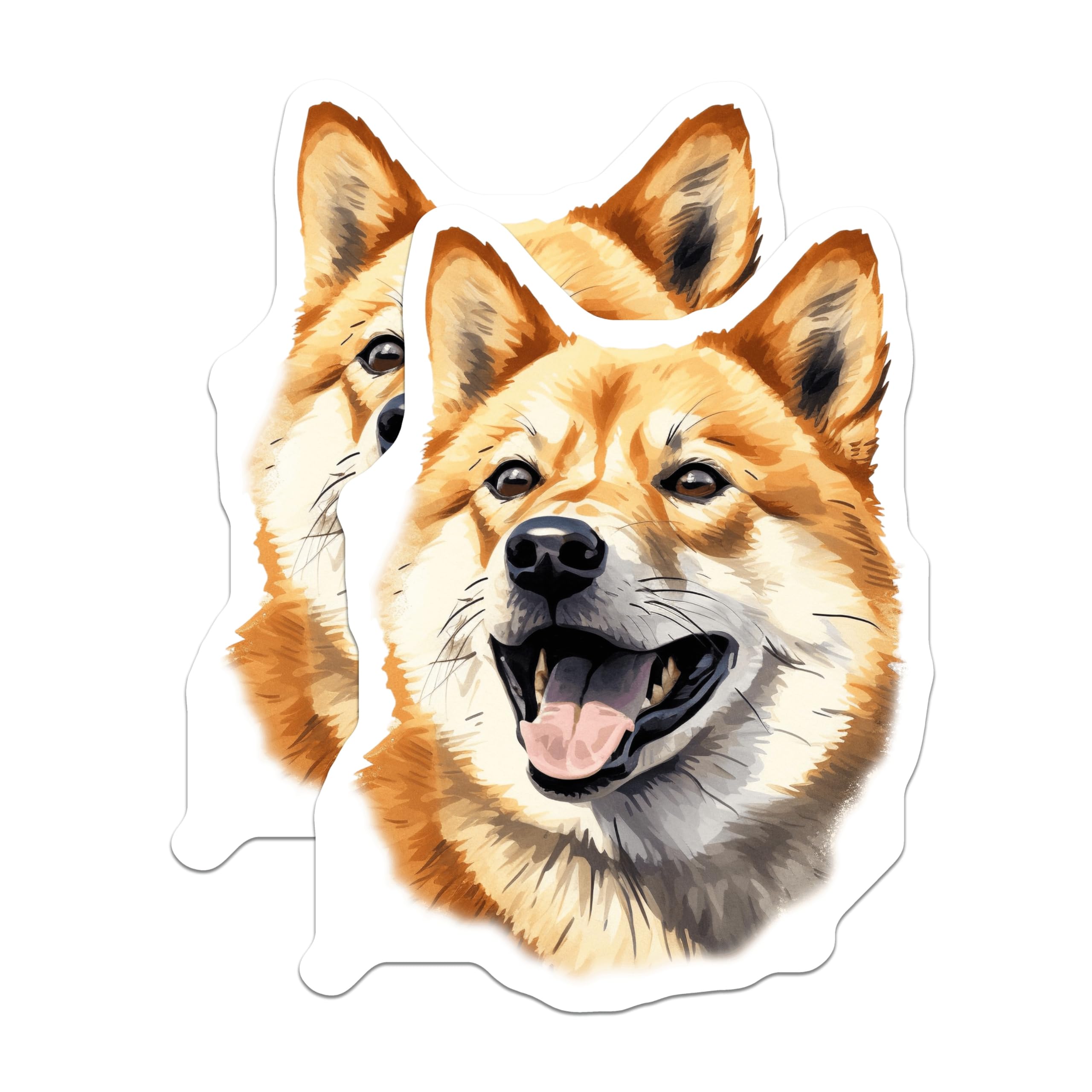 (2 Pack) Shiba Inu Magnets - Happy Dog Breed Artwork - Pet Parent Refrigerator Locker Decor - 5 Inches On Longest Side - Thick Durable Magnet - Made in USA - MAG28705