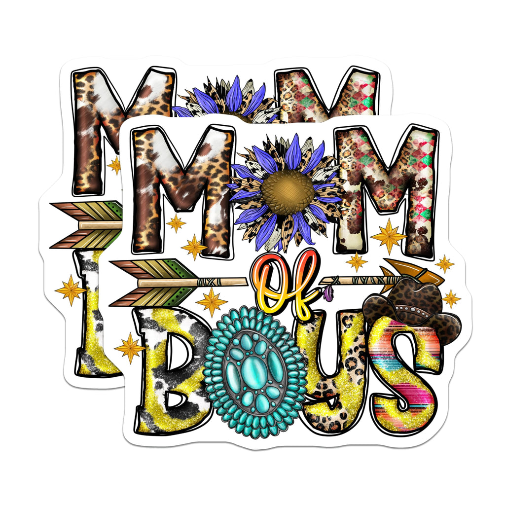 (2 Pack) Mom of Boys Magnets - Western Cowgirl Mama - Turquoise Sunflower Design Magnet - 5 Inches On Longest Side - Thick Durable Magnet - Made in USA - MAG24965