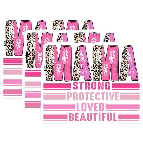 (3 Pack) Mama Decals - Strong Protective Loved - Beautiful Laptop Decal - 3 Inches On Longest Side - Easy Peel & Apply - Made in USA - 3MCS4530