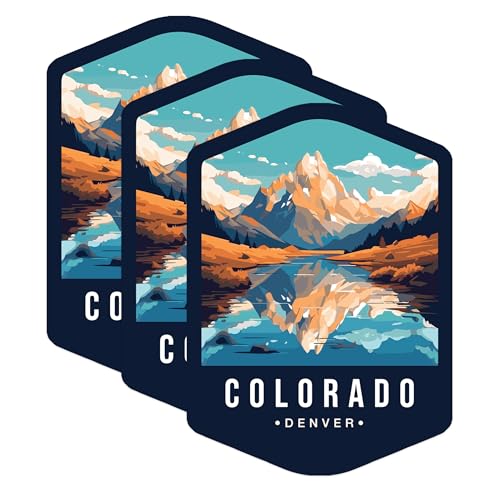 (3 Pack) Colorado Decals - Denver Mountain Decal - Laptop Decals - 3 Inches On Longest Side - Easy Peel & Apply - Made in USA - 3MCS0347